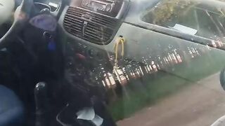 shocking experiment with glass in a car and a grinder