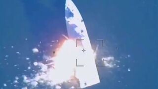 Russian Lancet loitering munition strikes on a Ukrainian Gyurza gunboat