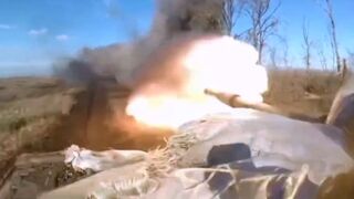 Russian Wagner tank hitting an anti tank mine in the Bakhmut area
