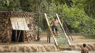 Building The Most Secret Underground Bamboo House By Ancient Skill