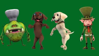 Virus - 2 Dogs and -Turtle -St-Patricks-Day-1- Green Screen Best HD Cartoon Green Screen Video.