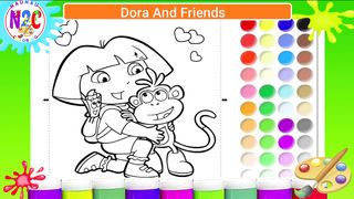 Coloring Dora with her favorite monkey