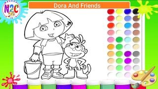 Coloring Dora when she is going to work with her favorite monkey