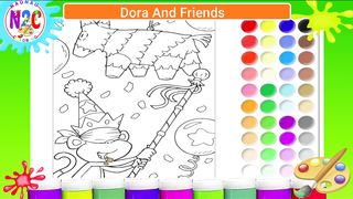 Coloring Dora's friends in action while using blindfolds