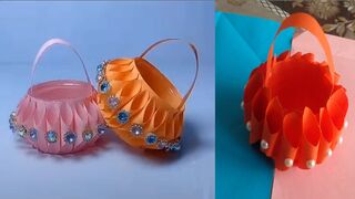 How to make paper flower Basket //DIY  paper flower basket For Occasion