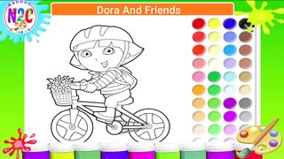 Let's color the moment when Dora is cycling