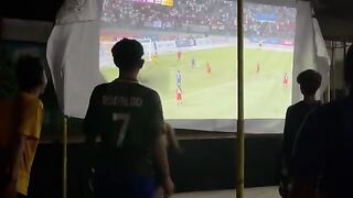 Funny behavior of asian football fans