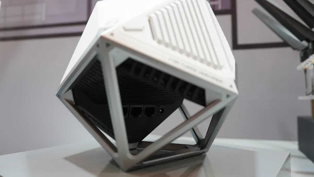 Asus previews icosahedron-shaped ROG NeoCore Wi‑Fi 8 router at CES 2026 — Zdnet.com