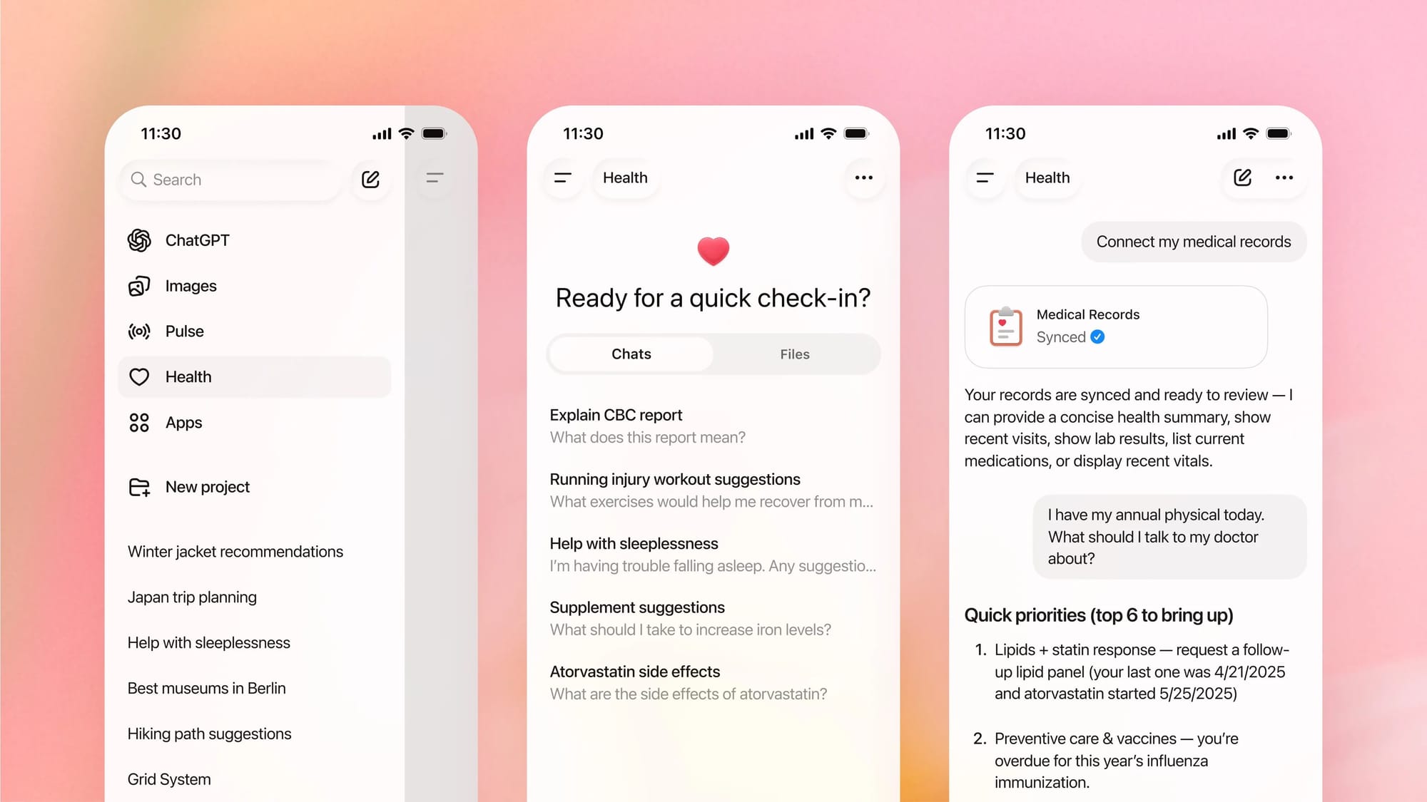 OpenAI to roll out ChatGPT Health tab for uploading medical records and linking apps — Api.time.com