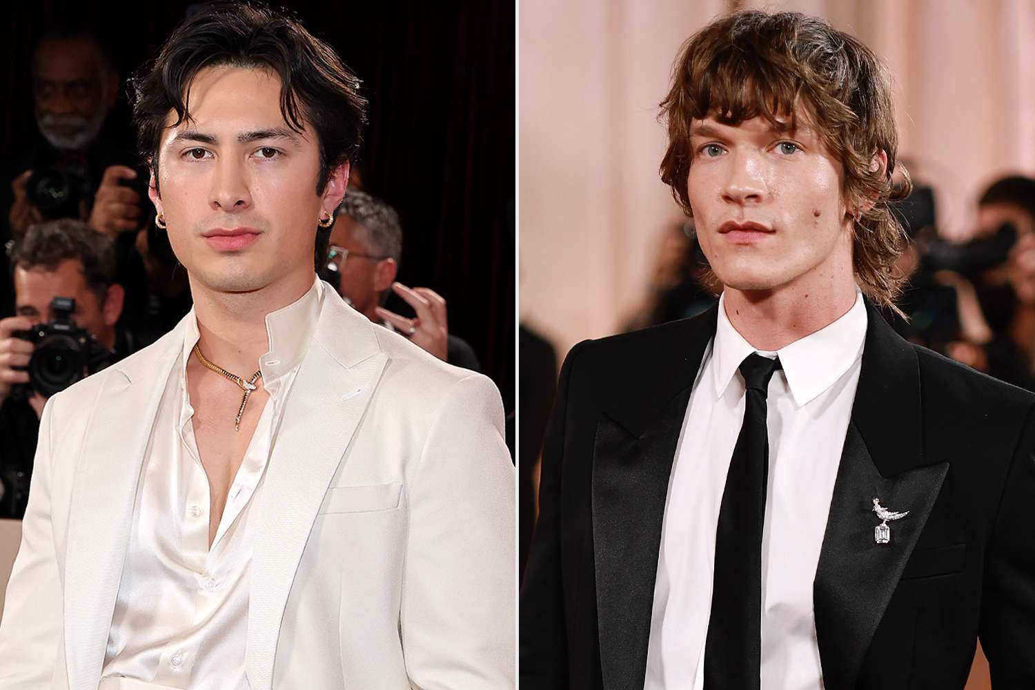 Hudson Williams and Connor Storrie make Golden Globes debut in Armani and Saint Laurent — People.com