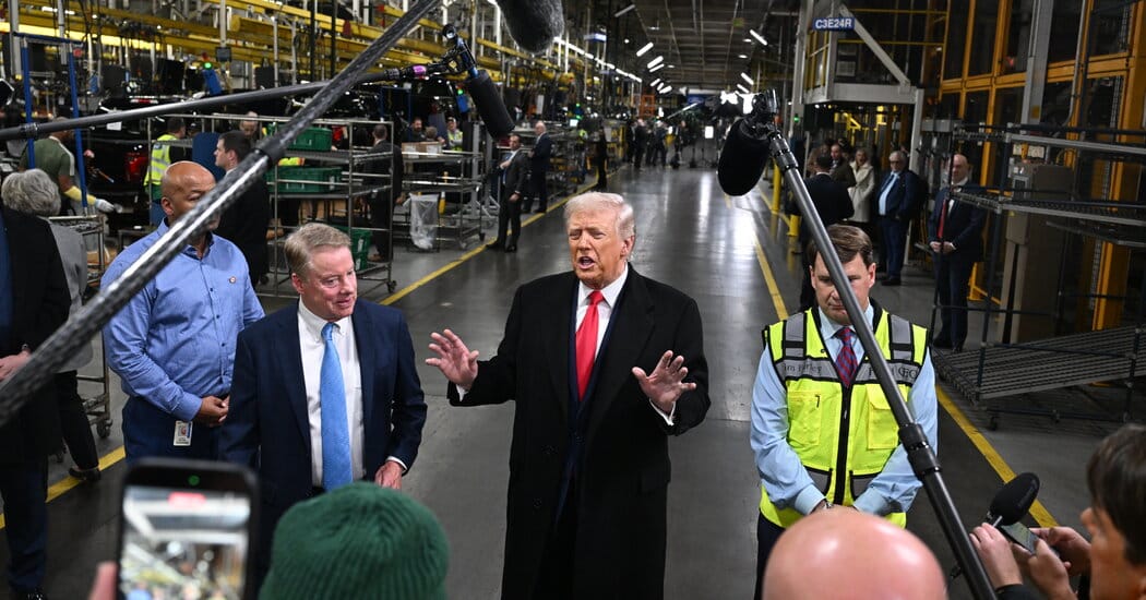 Trump praises tariffs at Detroit factory visit; economists point to A.I. for growth — Static01.nyt.com