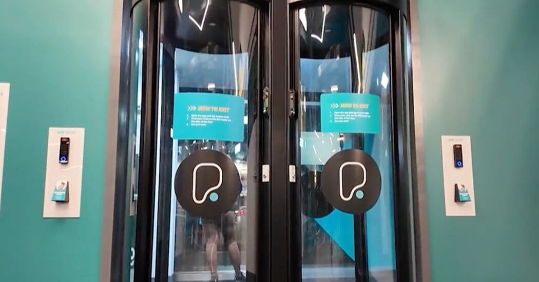 PureGym uses tube-style entry pods at about 60 New York-area locations — Static01.nyt.com