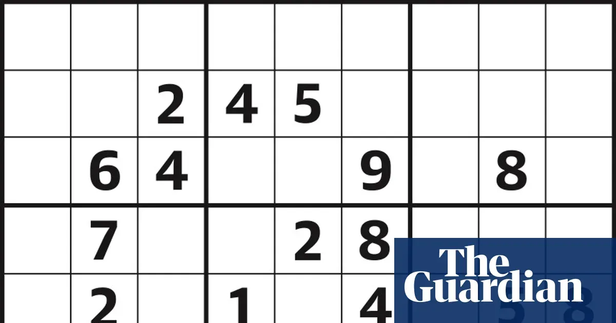 Sudoku 7,181 (medium) puzzle: fill each row, column and 3x3 box — I.guim.co.uk