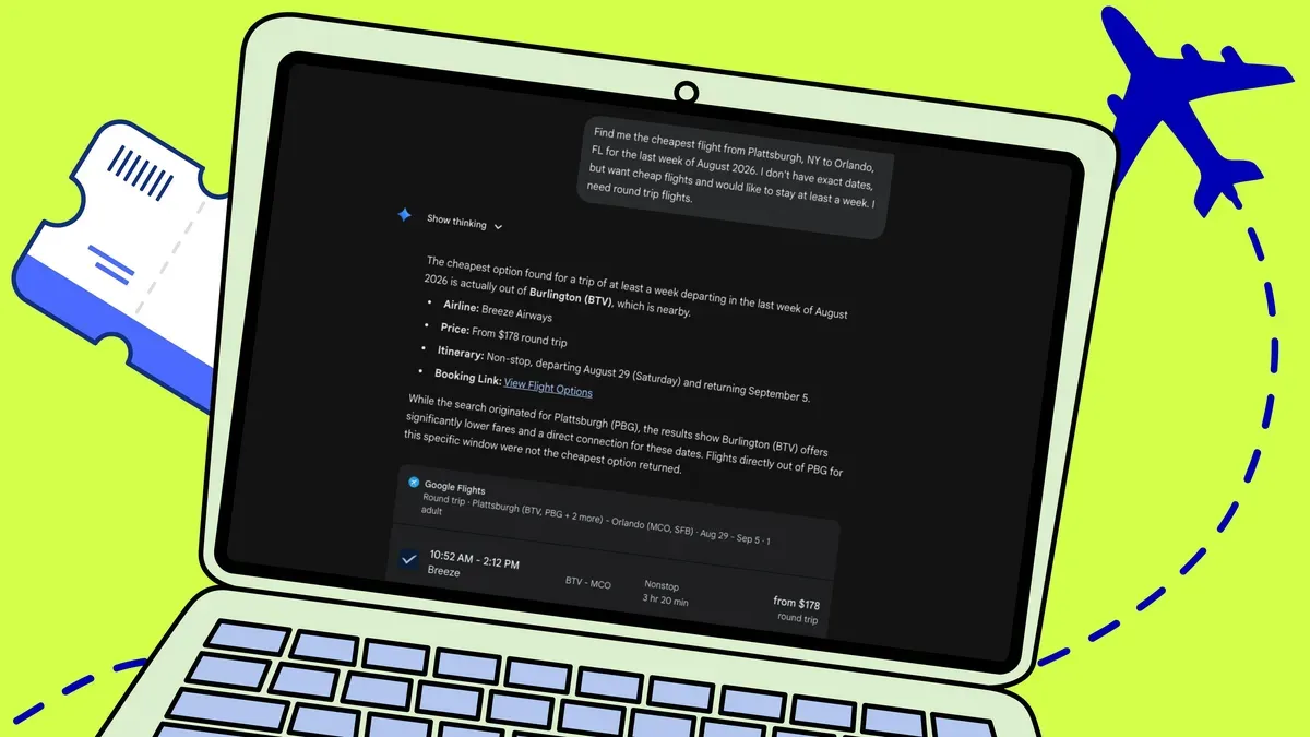 ZDNET reporter used Gemini prompts to find cheaper upstate New York–Florida flights — Zdnet.com