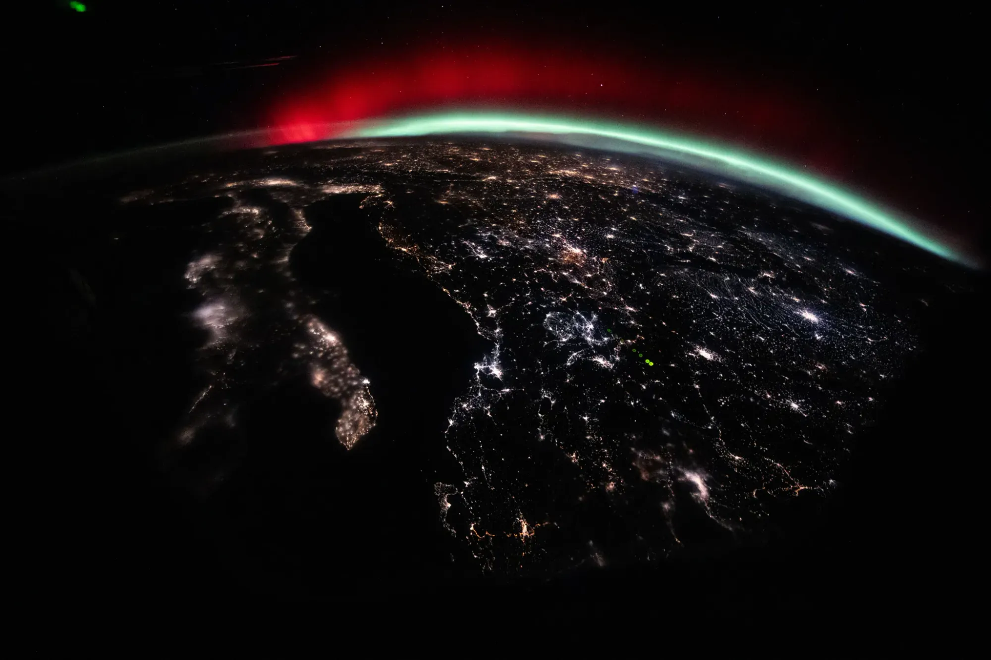 ISS photograph shows red and green aurora over Europe — Nasa.gov