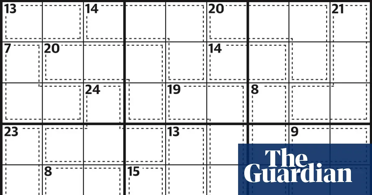 Killer sudoku 1,006 with dotted‑line cage sums — I.guim.co.uk