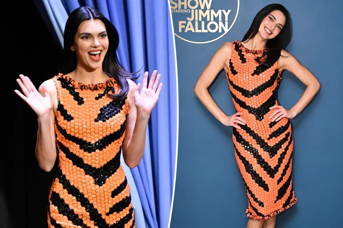 Kendall Jenner wears tiger-print Chanel sequins on 'Tonight Show' appearance — Pagesix.com