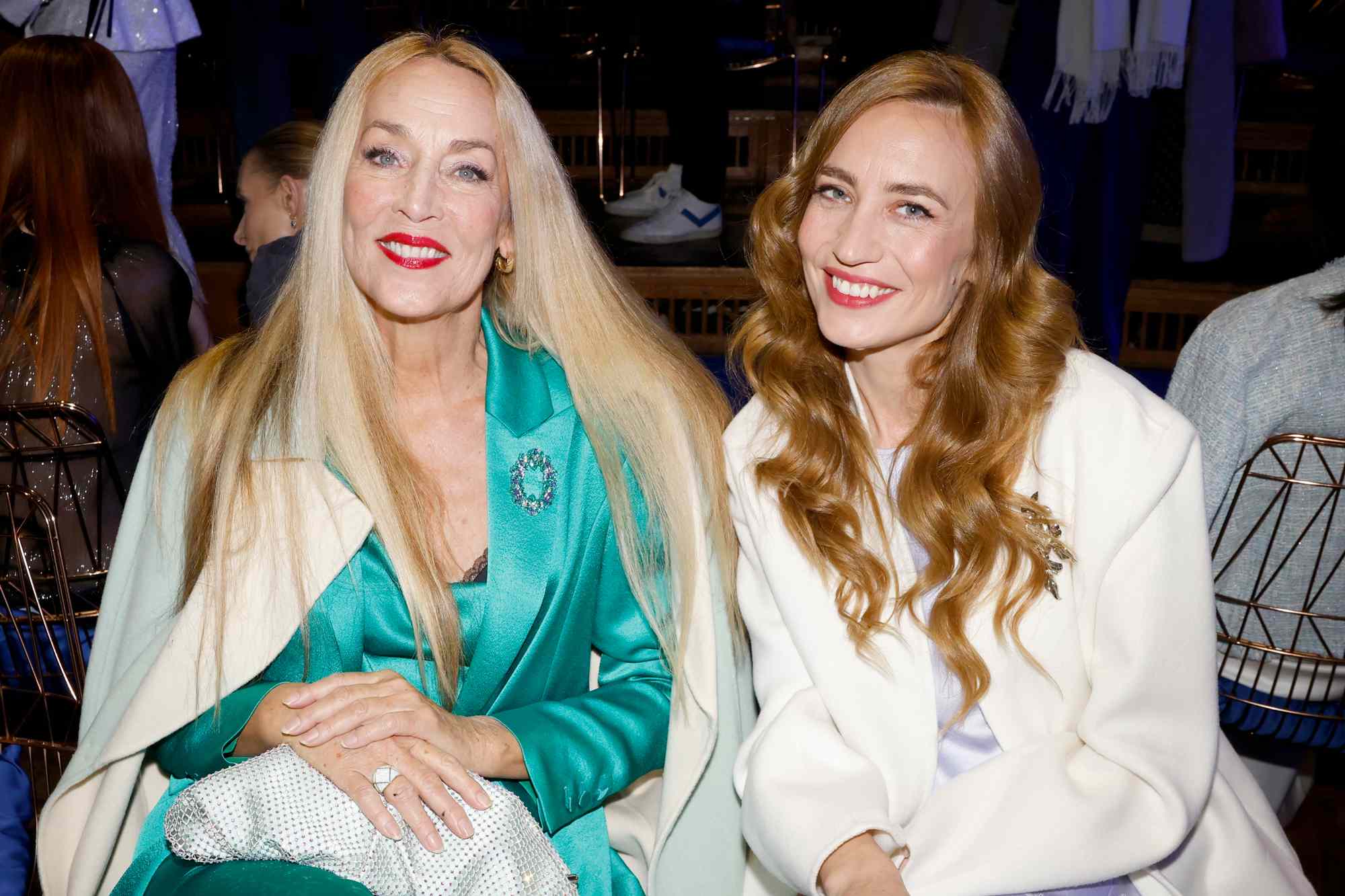 Jerry Hall and Elizabeth Jagger Wear Coordinating Icy Hues at Berlin Fashion Week — People.com
