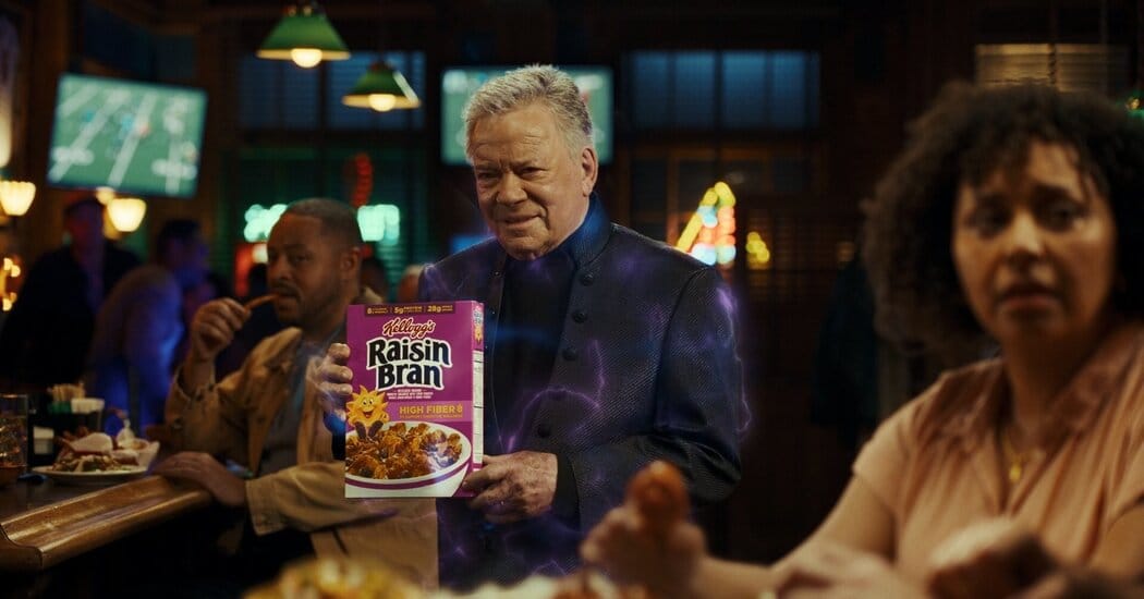 William Shatner Pitches Raisin Bran in Super Bowl Commercial — static01.nyt.com