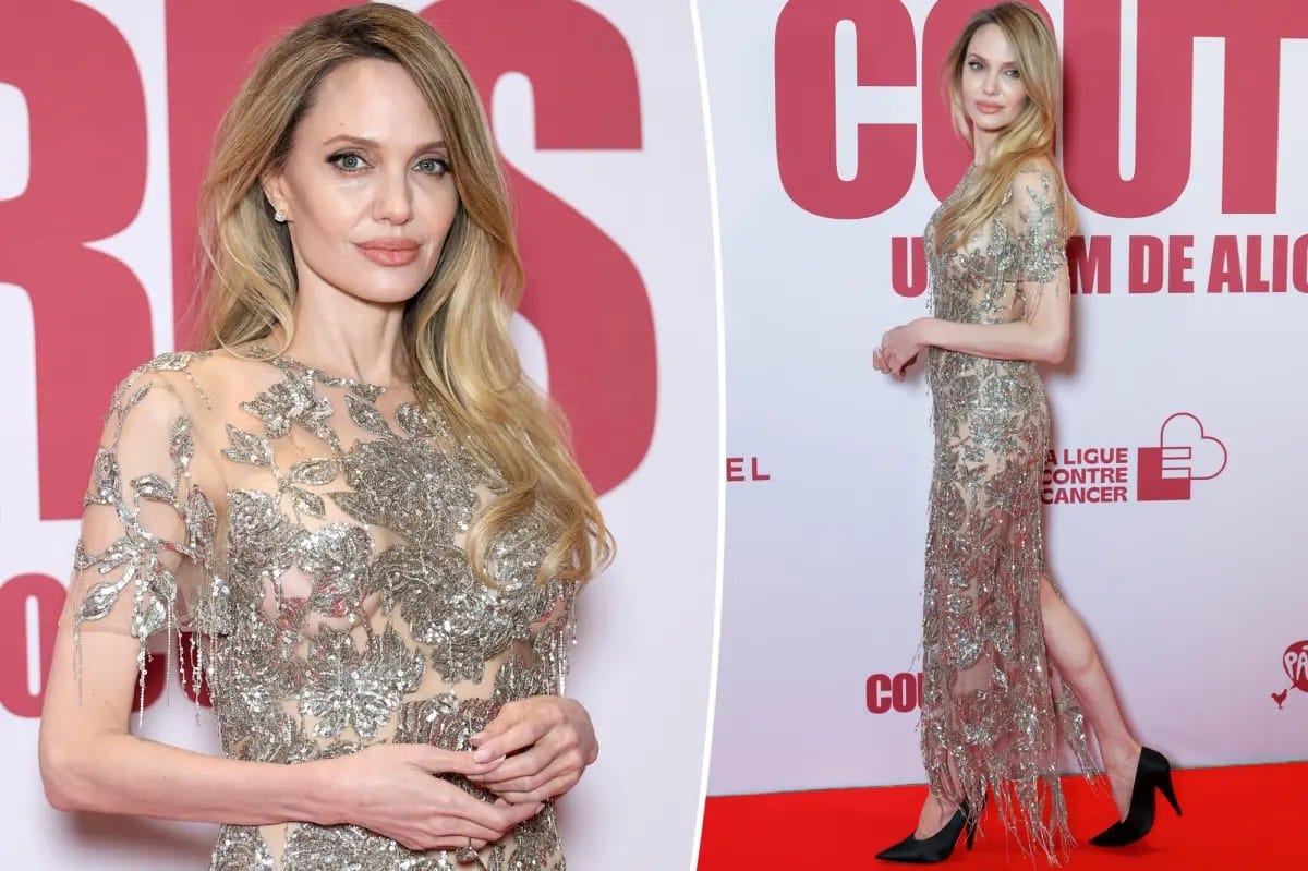 Angelina Jolie glitters in sheer sequined dress at 'Couture' premiere — Pagesix