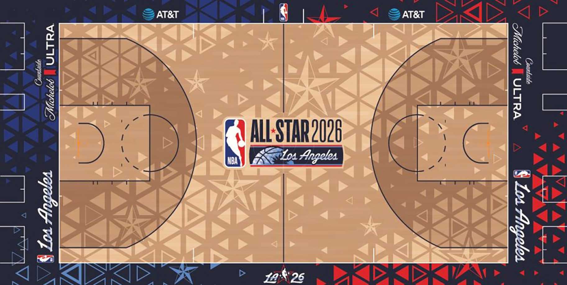 2026 All-Star Court Blends Kaleidoscopic Stars with Clippers Palette — Nbc