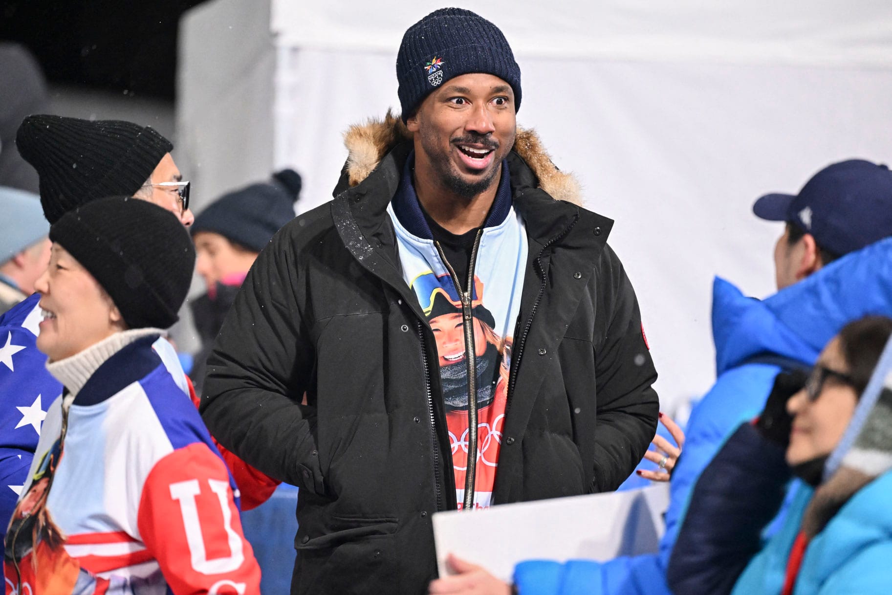 Myles Garrett Wears Jacket Featuring Chloe Kim at Winter Olympics — Nbc