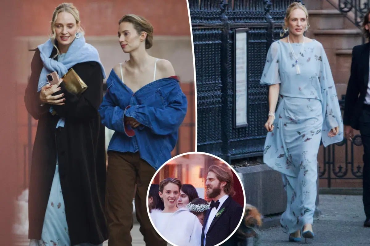 Uma Thurman was 'something blue' in florals and pearls at Maya Hawke's wedding — Pagesix