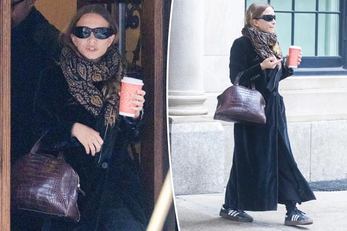 Mary-Kate Olsen pairs rare bag from The Row with $110 Adidas Sambae — Pagesix