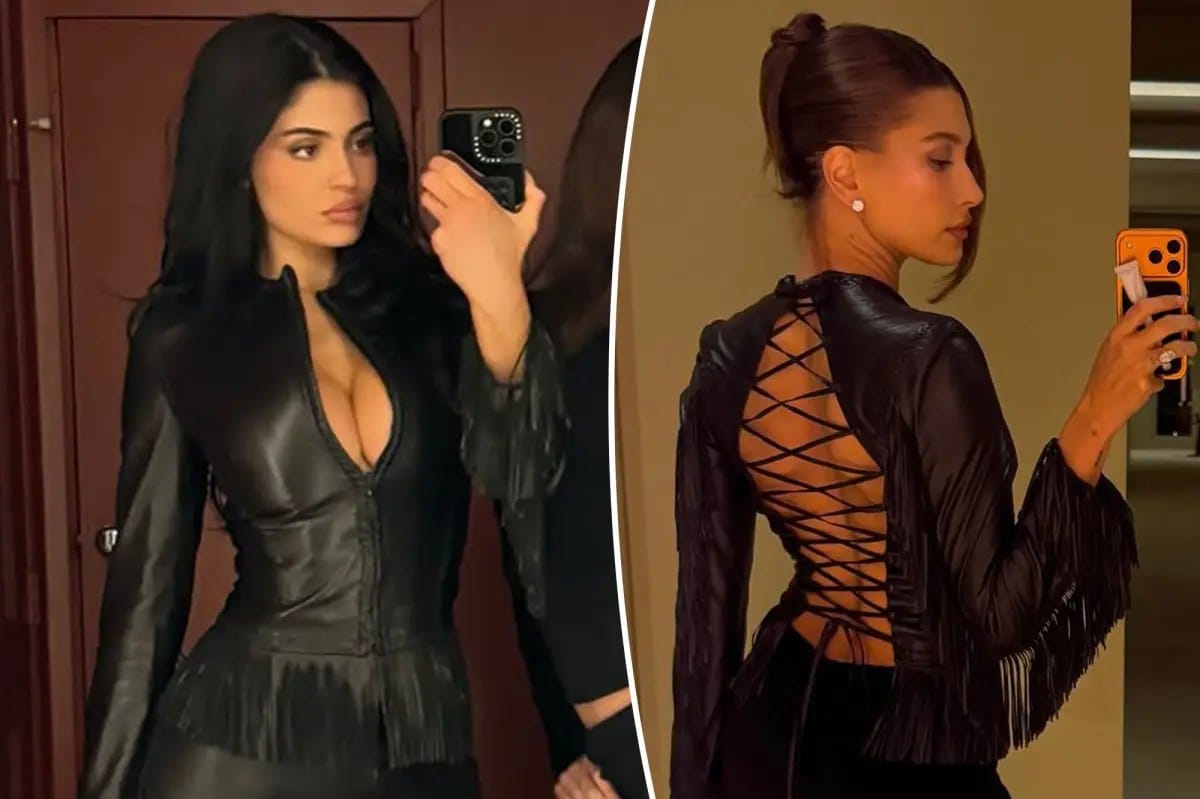 Kylie Jenner borrows Hailey Bieber’s backless Versace jacket — Pagesix
