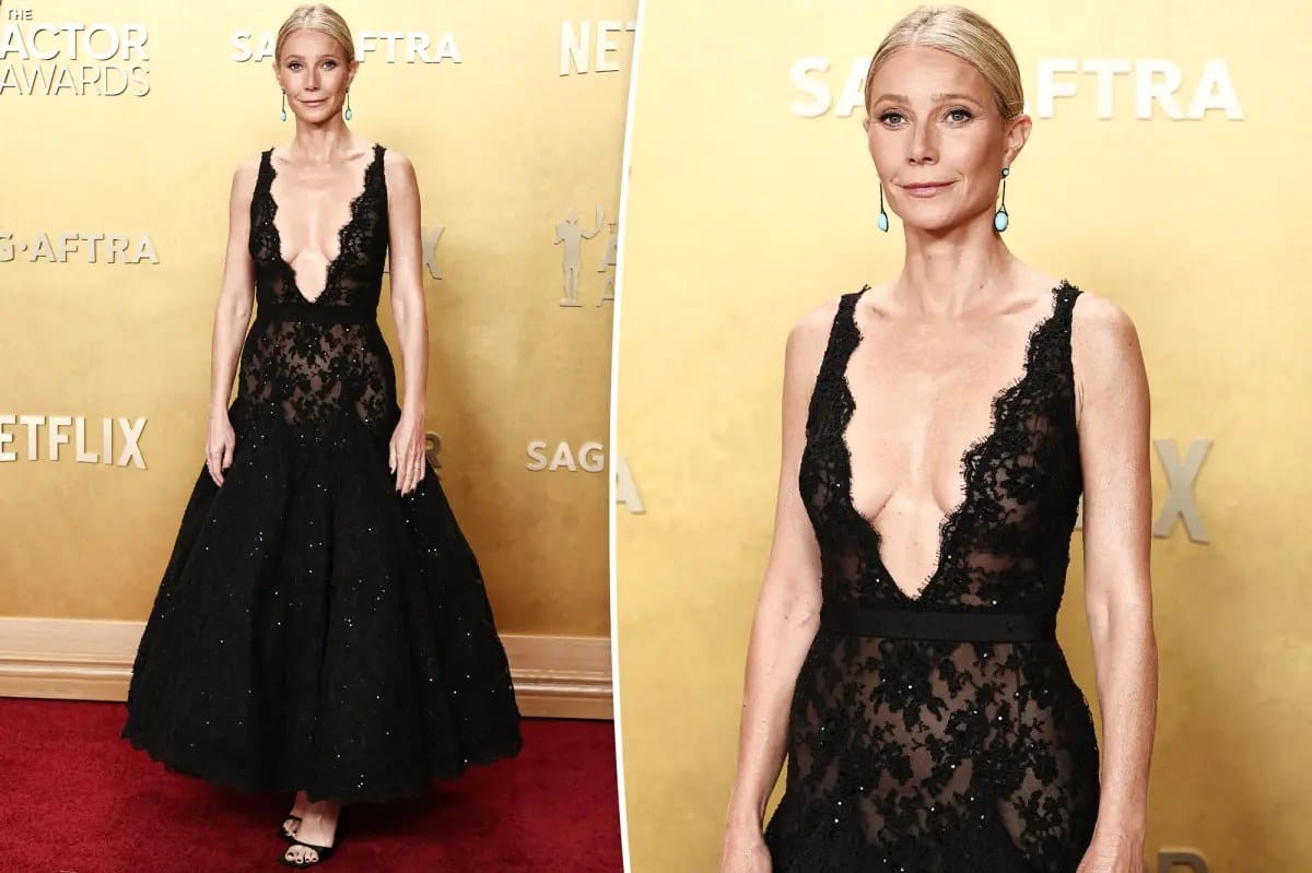 Gwyneth Paltrow stuns in plunging sheer lace at SAG Actors Awards — Pagesix