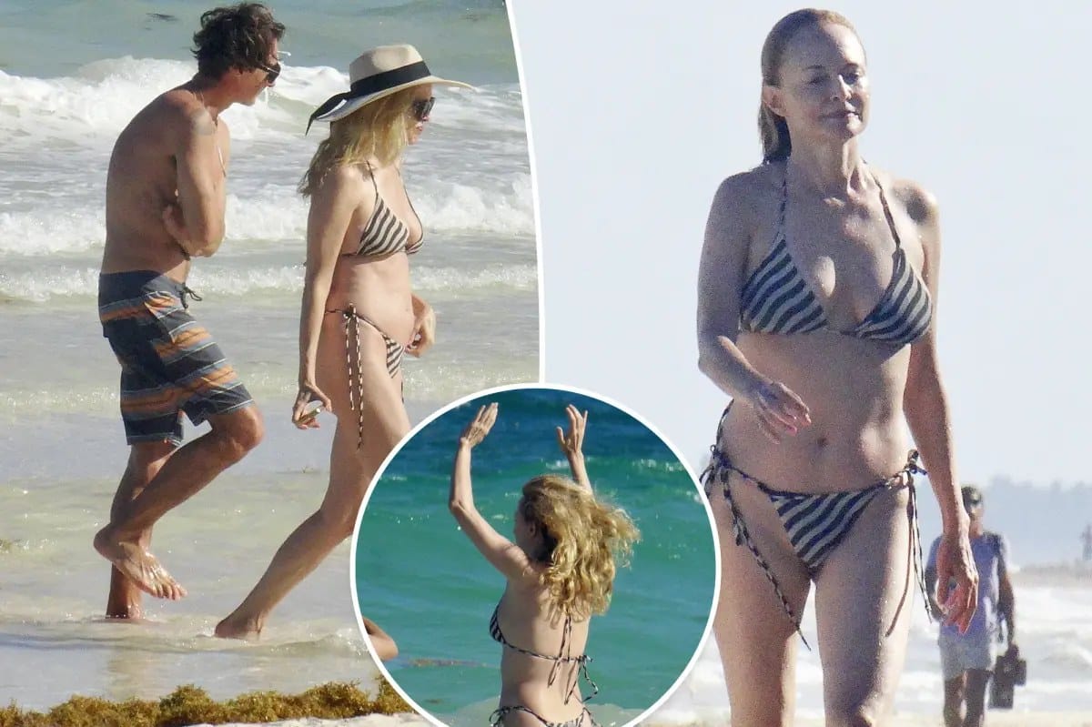 Heather Graham, 56, takes a dip in striped bikini during Mexico getaway — Pagesix
