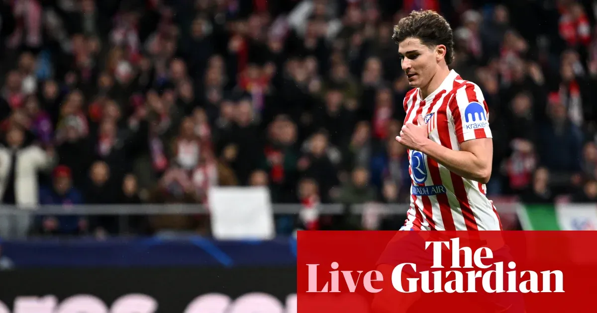 Atlético 4-1 Tottenham at half-time; Newcastle 0-0 Barcelona; Atalanta 0-3 Bayern — Football | The Guardian