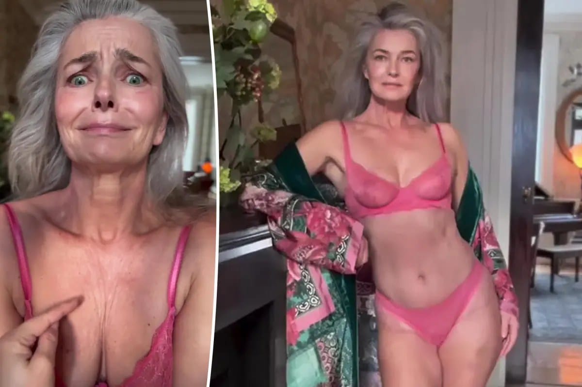 Paulina Porizkova, 60, models pink lingerie, cites 'smoke and mirrors' — Pagesix