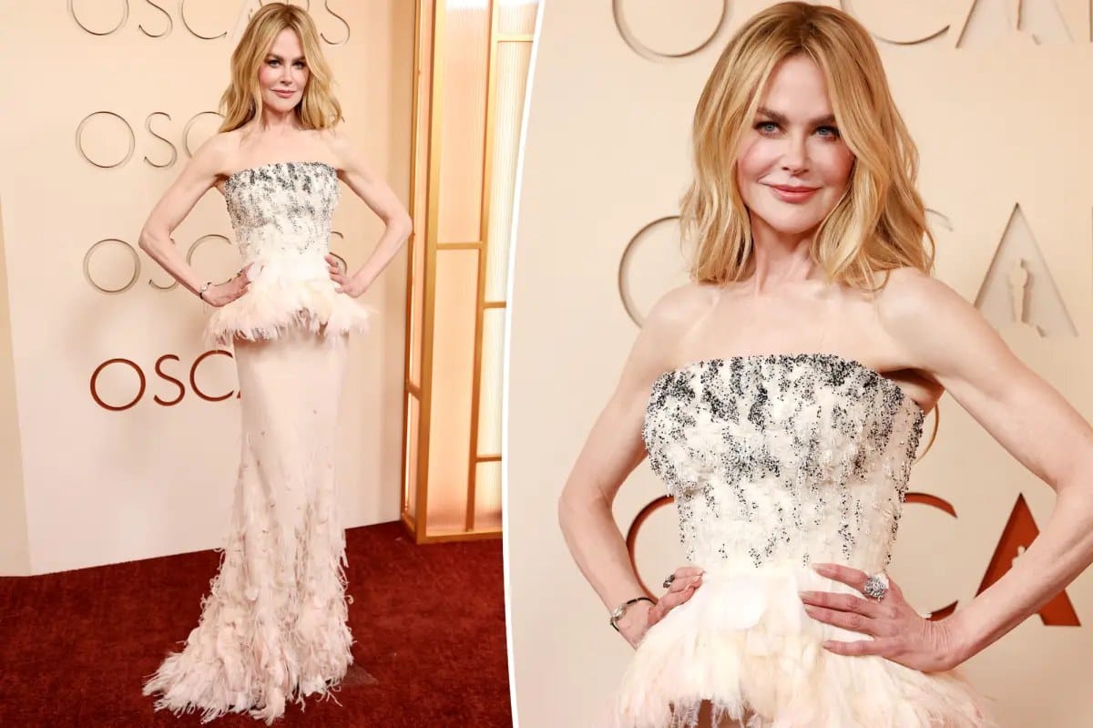 Nicole Kidman wears feathered Chanel corset gown at Oscars 2026 — Pagesix