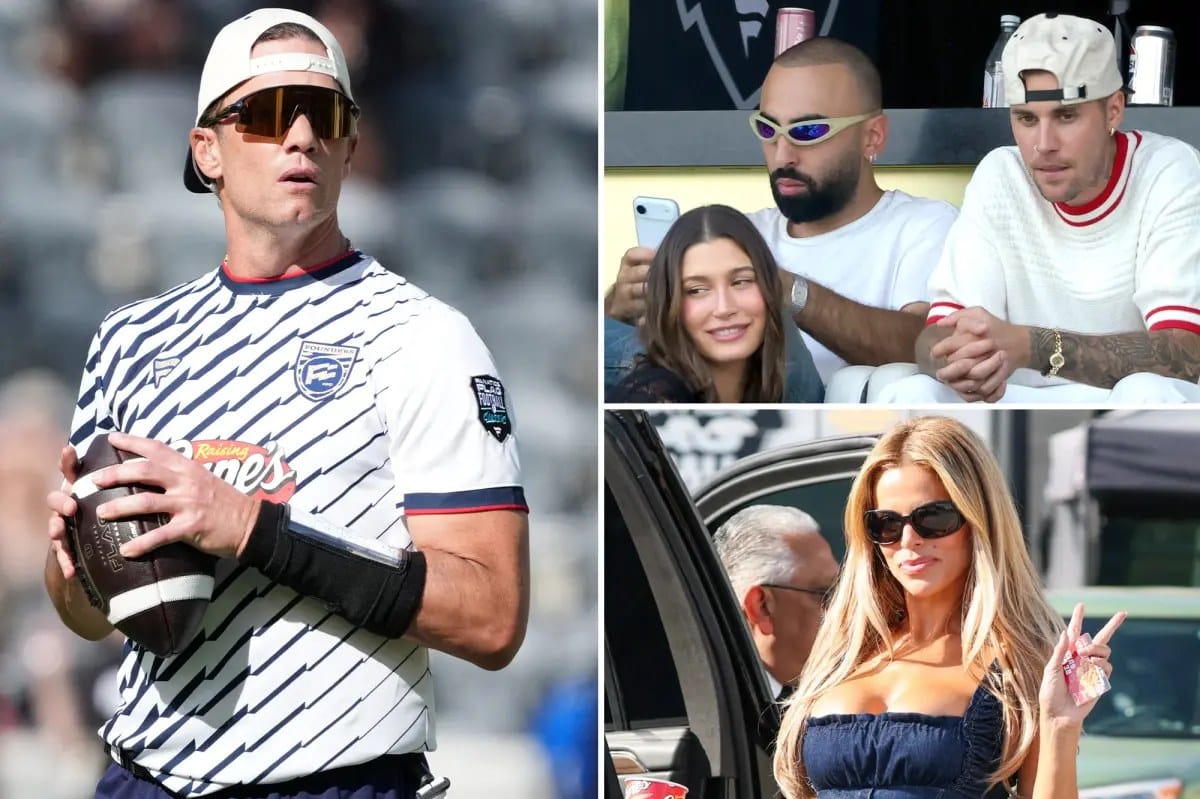 Justin Bieber, MGK and Brooks Nader at Tom Brady's flag football classic — Pagesix