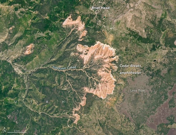 Landsat 9 image shows Cedar Breaks amphitheater and its layered rocks — Assets.science.nasa.gov