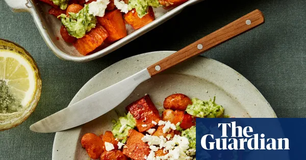 Rukmini Iyer shares 30-minute roast sweet potato, feta and butter bean traybake — I.guim.co.uk