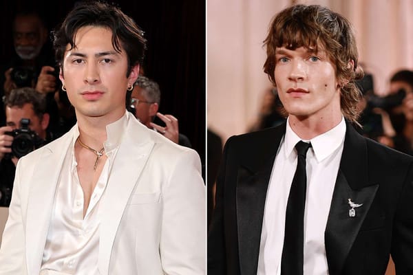 Hudson Williams and Connor Storrie make Golden Globes debut in Armani and Saint Laurent — People.com