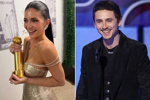 Kylie Jenner posts photos holding Timothée Chalamet’s Golden Globe after his win — People.com