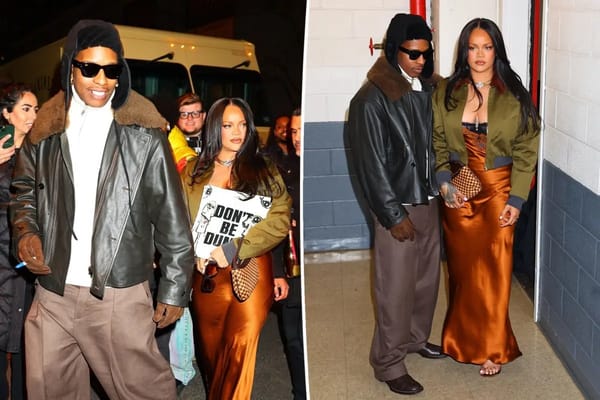 Rihanna and A$AP Rocky coordinate bomber jackets at NYC album launch — Pagesix.com