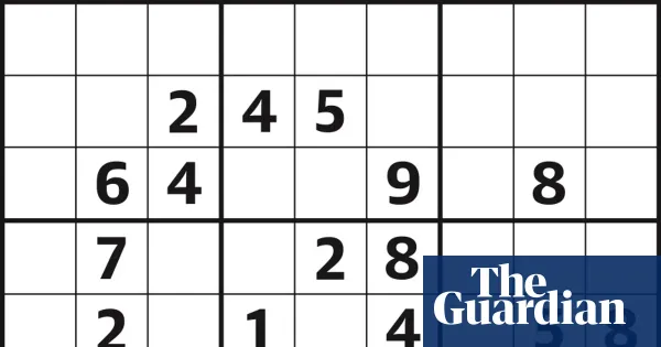 Sudoku 7,181 (medium) puzzle: fill each row, column and 3x3 box — I.guim.co.uk