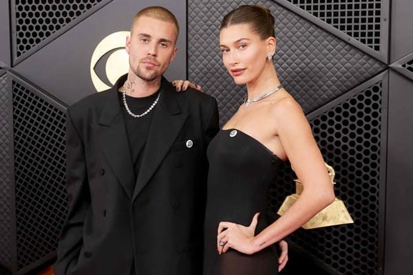 Justin and Hailey Bieber Return to Grammys in Matching Black — Justin Up for 4 Awards — People.com