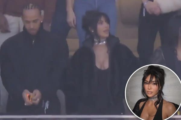 Kim Kardashian and Lewis Hamilton coordinate at Super Bowl 2026 — Pagesix