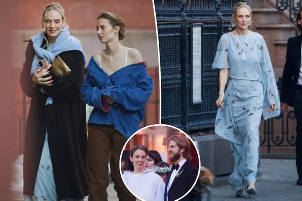 Uma Thurman was 'something blue' in florals and pearls at Maya Hawke's wedding — Pagesix