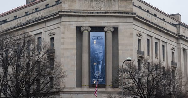 New Trump Banner Hung on Justice Department Building — NYT > U.S. > Politics