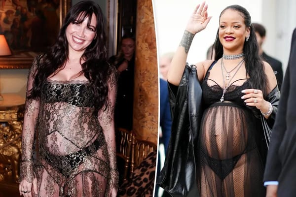 Pregnant Daisy Lowe channels Rihanna in sheer, bump-baring lace dress — Pagesix