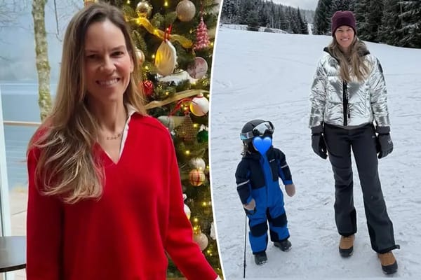 Hilary Swank shares rare photo with son Ohm, 2, during family ski trip — Pagesix