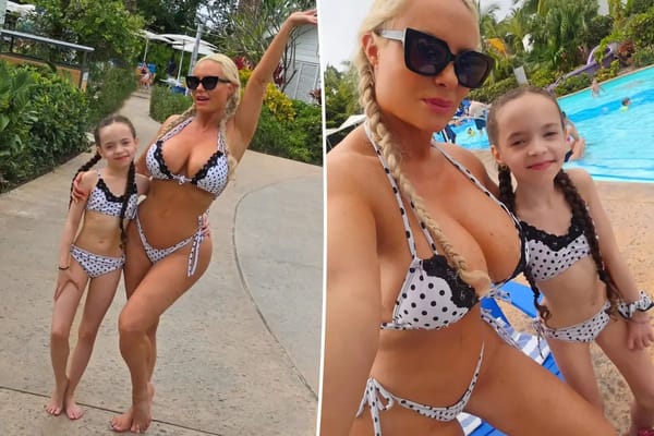 Coco Austin twins with 9-year-old daughter Chanel in polka-dotted bikini — Pagesix