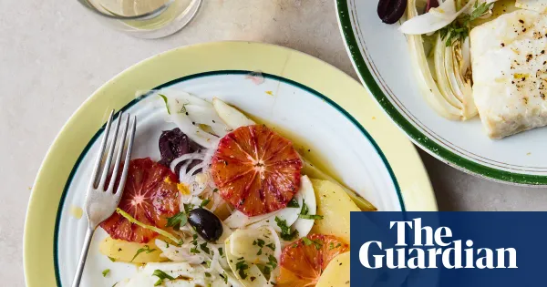 Beetroot and goats’ cheese salad and hake with blood oranges — Lifestyle | The Guardian